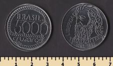 Бразилия 5000 крузейро 1992
